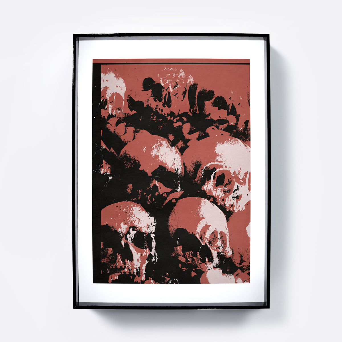 Multiple skulls red pop art art print.