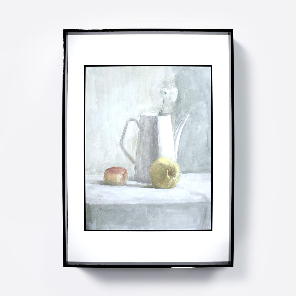 White still life watercolor study art print.