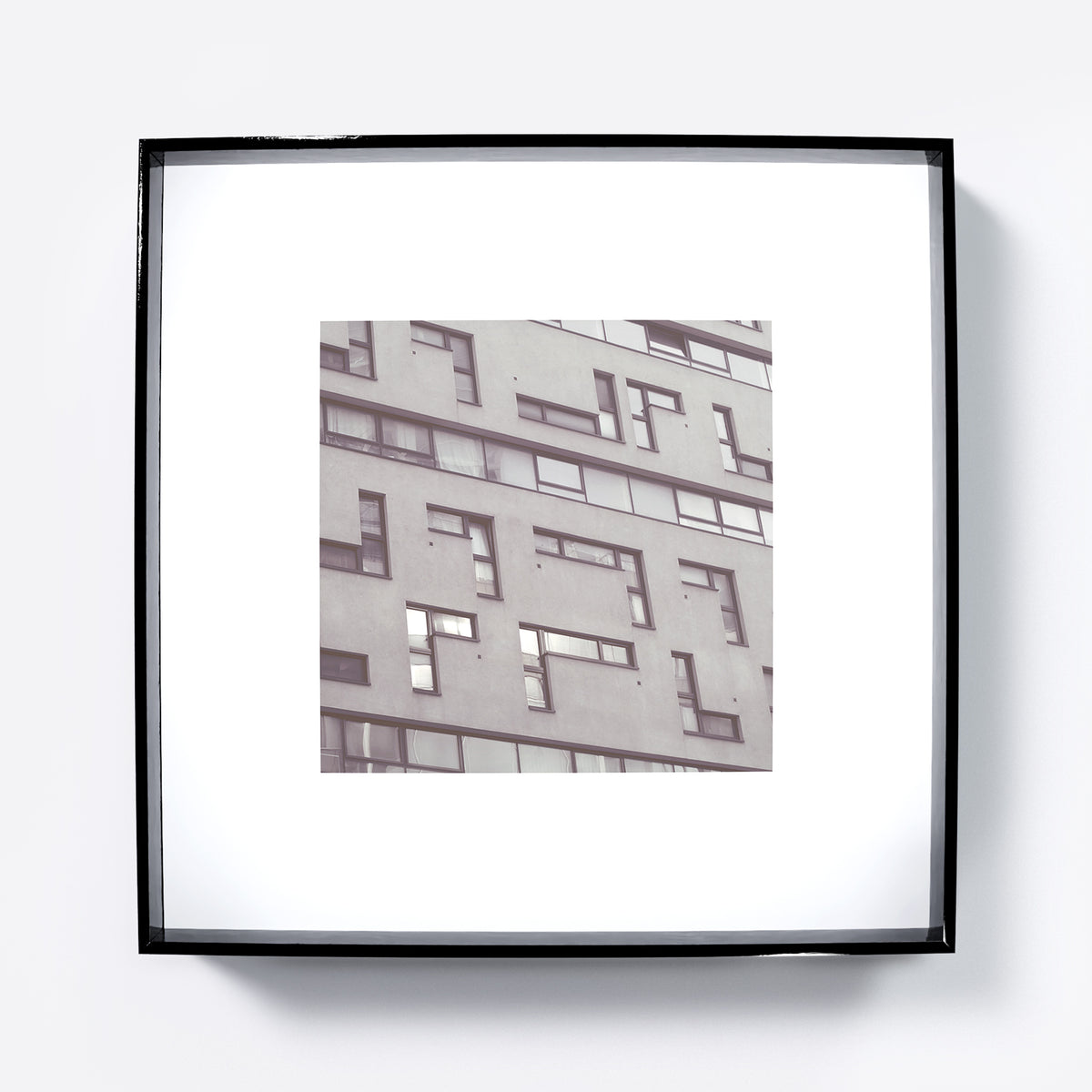 Modern, brutalist architecture, Vienna urban monochrome photography art print.