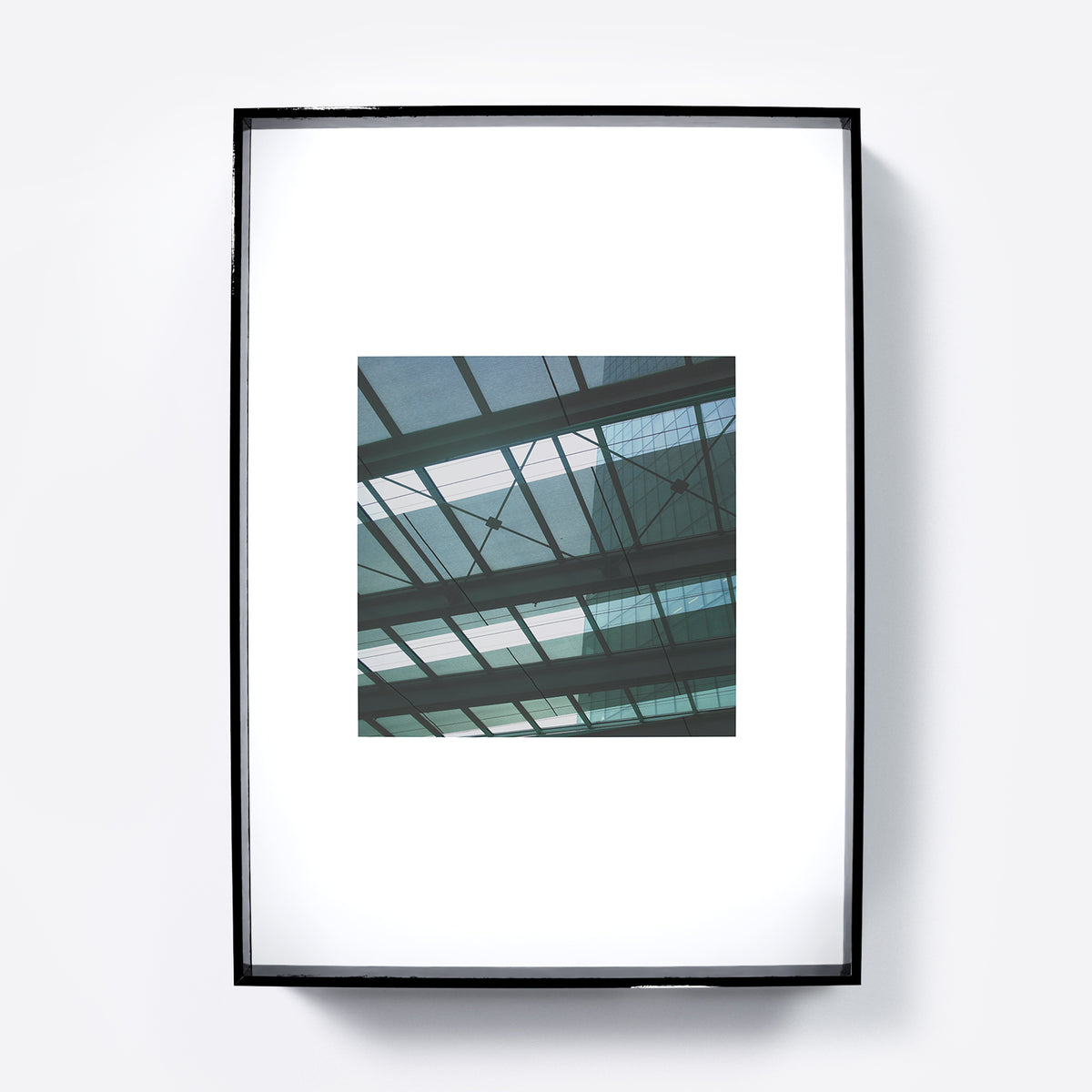 Green, monochrome, modern architectural photography art print.
