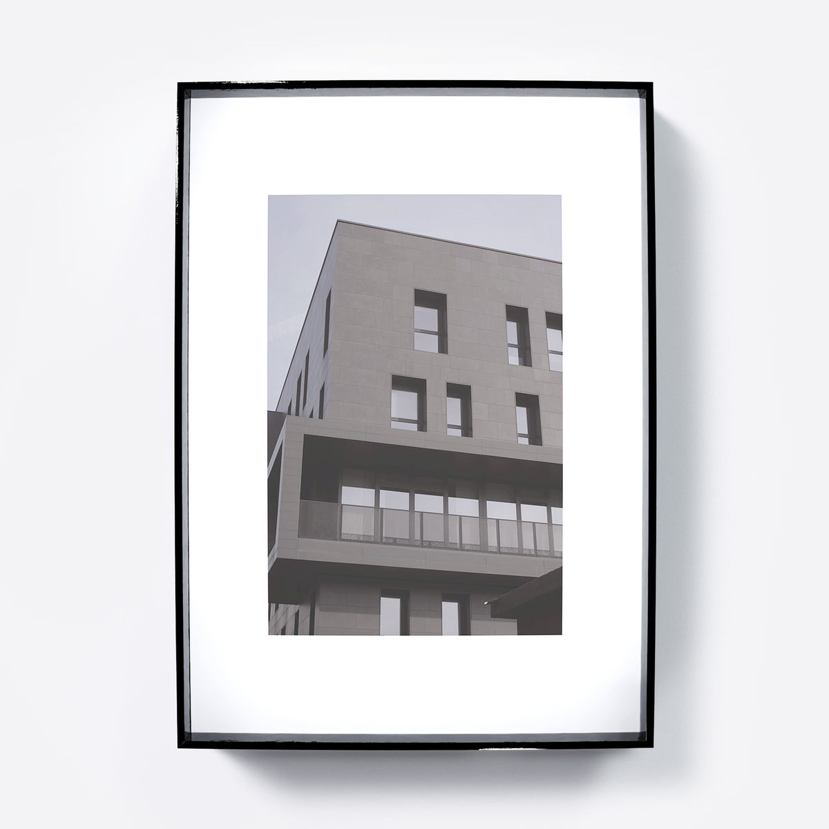 Contemporary architecture, monochrome urban photography art print.
