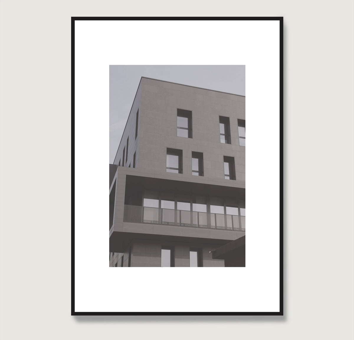 Contemporary architecture, monochrome urban photography art print.