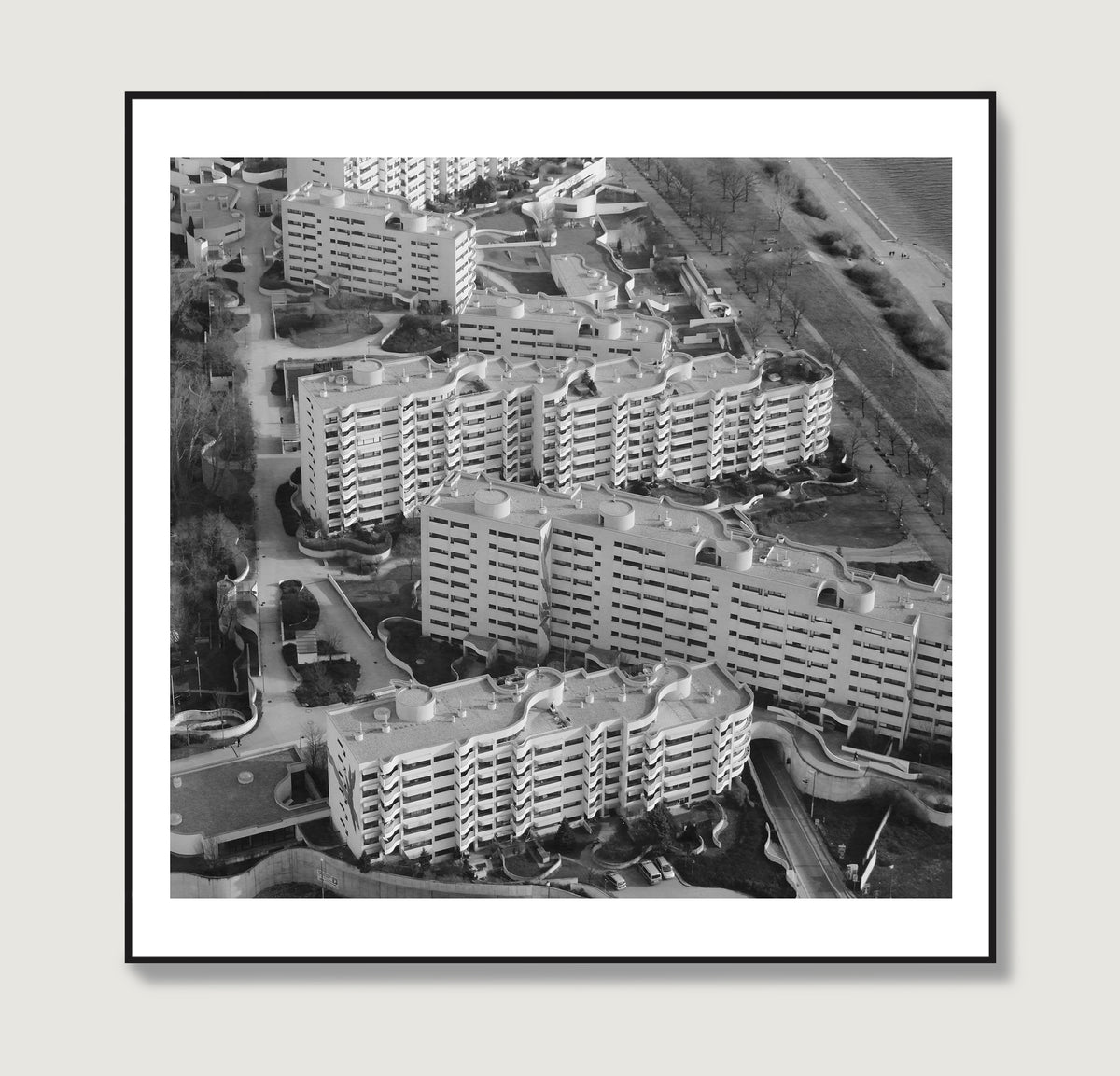 Black and white urban photography art print.