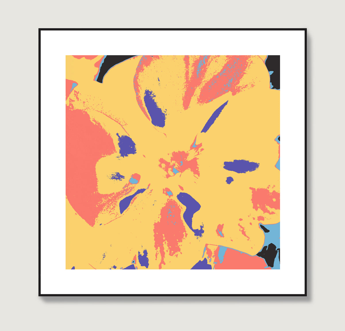 High quality colorful pop art print with a flower.