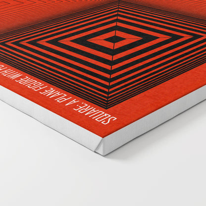 Geometric composition canvas art print with red, white and black.