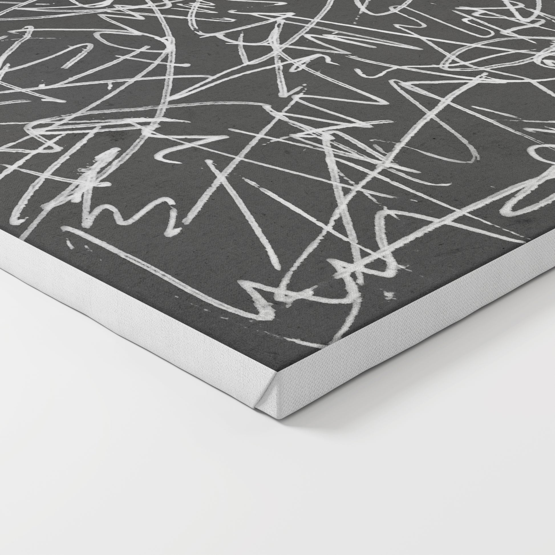 black and white abstract art print on canvas.