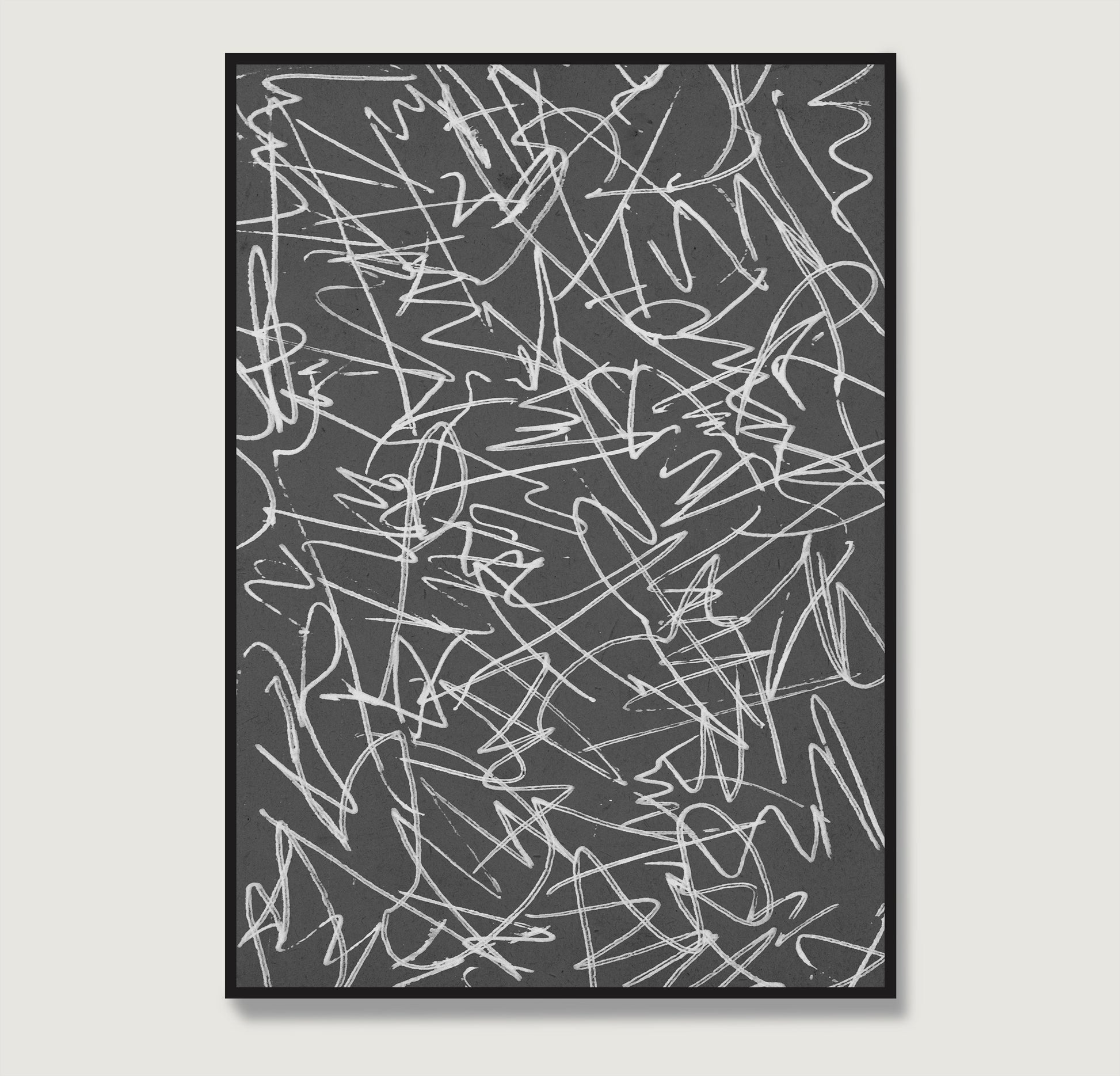 Black and white abstract art print.