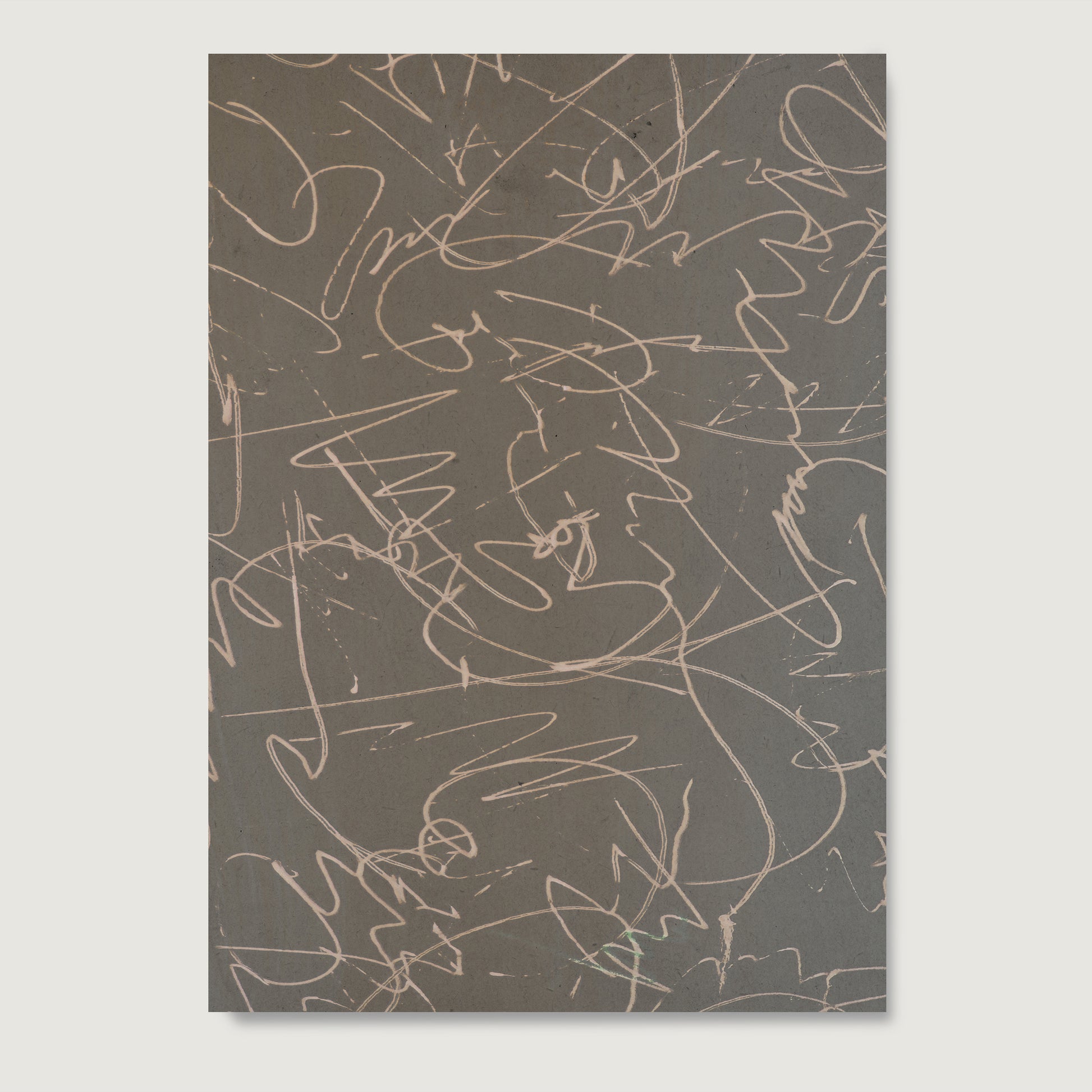 Monochrome abstract art print on paper.