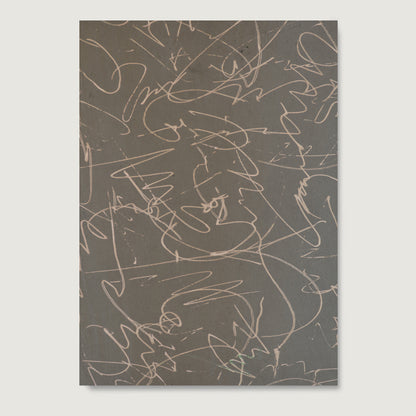 Monochrome abstract art print on paper.