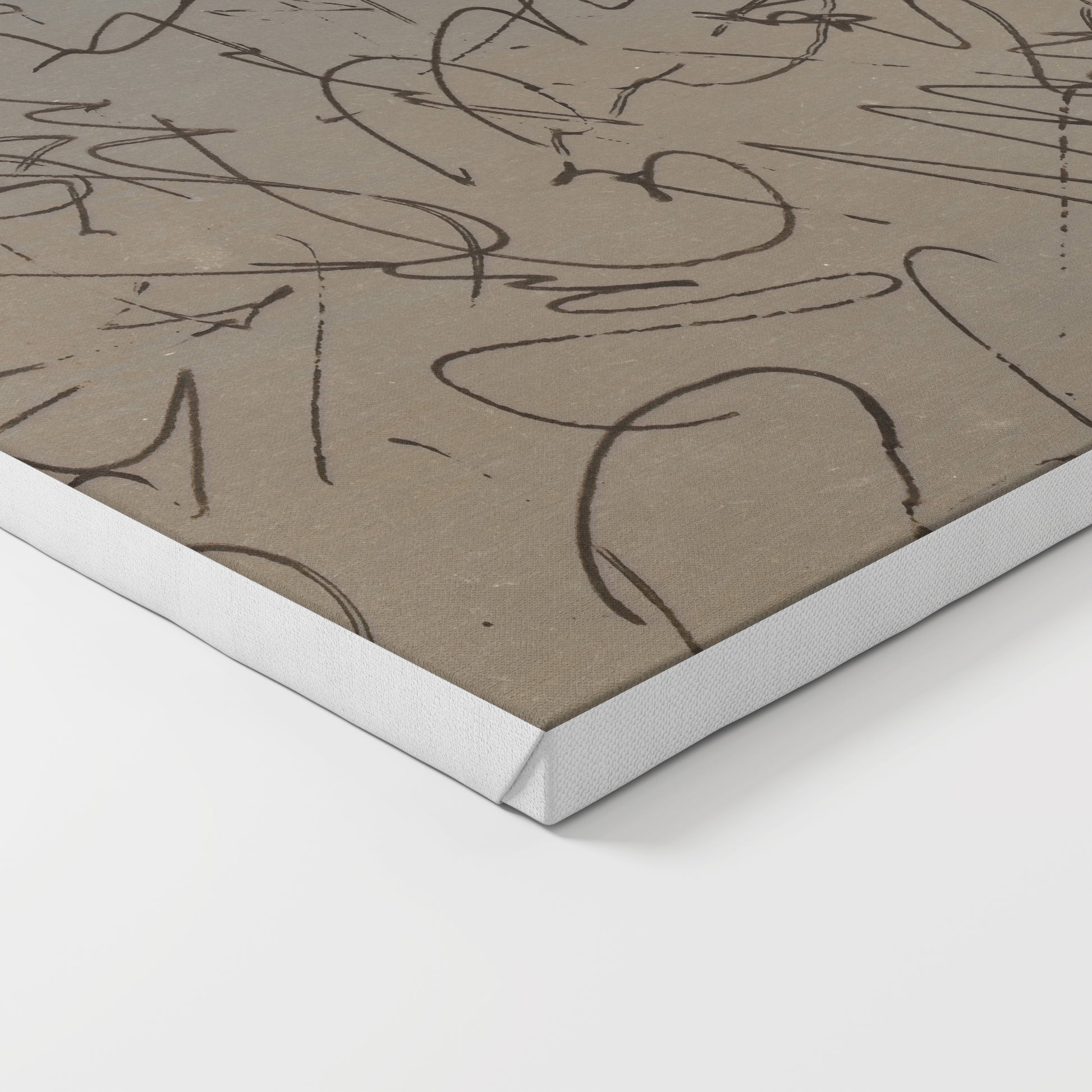 Monochrome abstract contemporary art print on canvas.