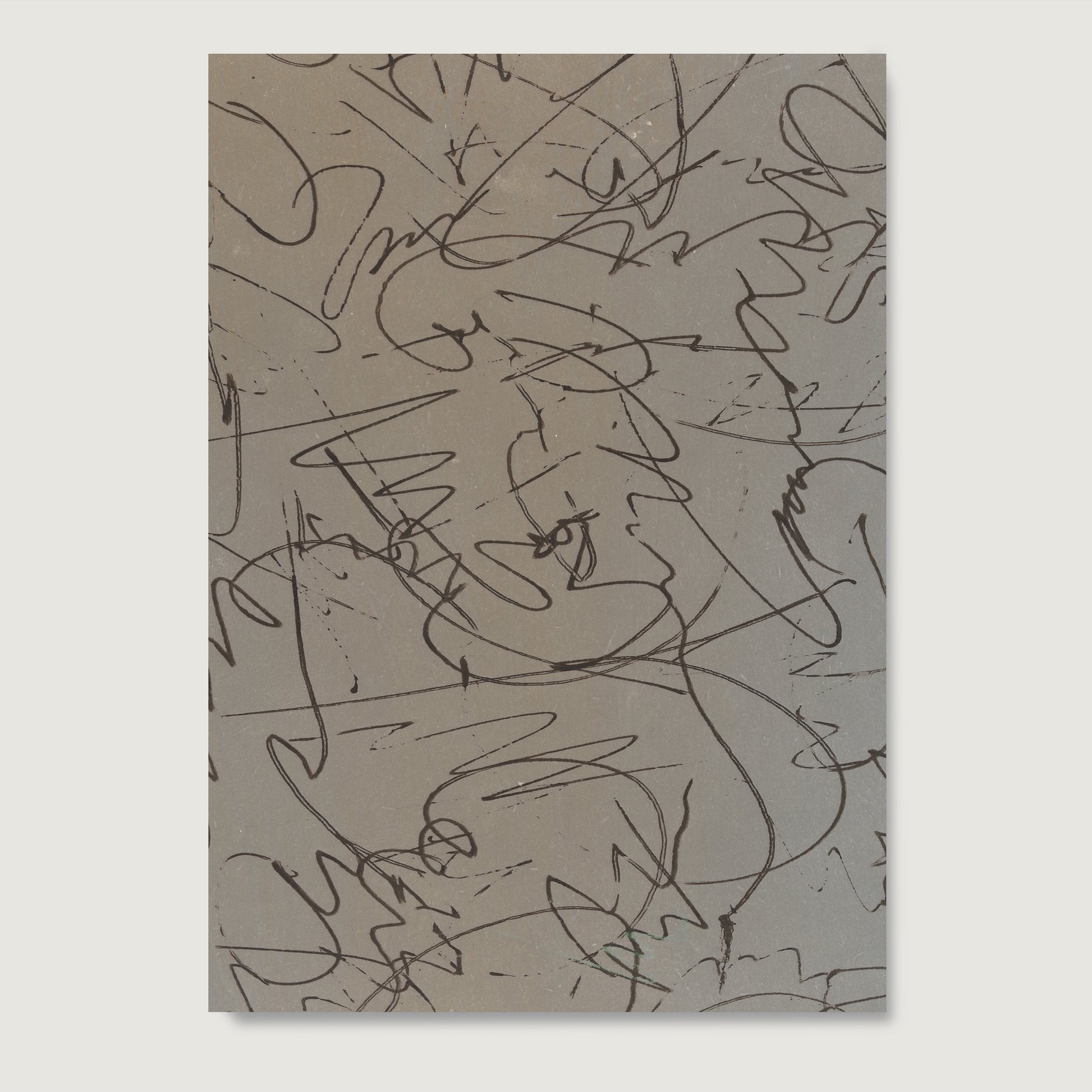 Monochrome abstract contemporary art print on paper.