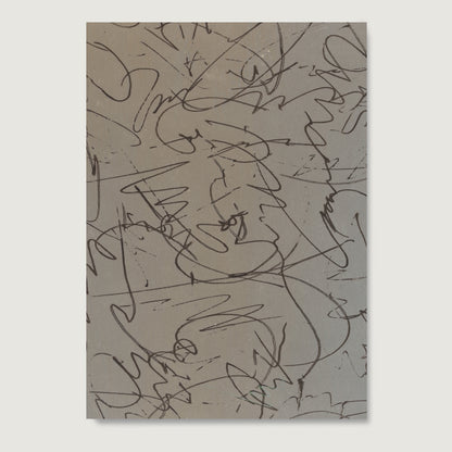 Monochrome abstract contemporary art print on paper.