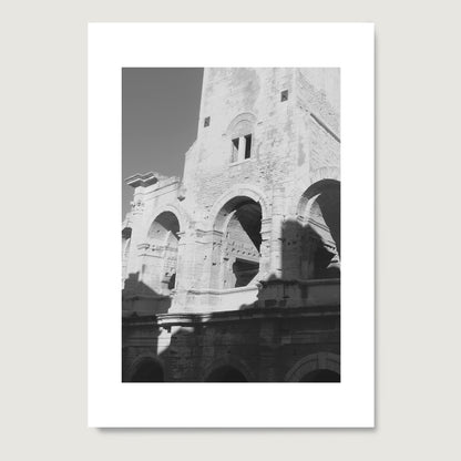 Black and white photography art print that depicts ancient architecture.