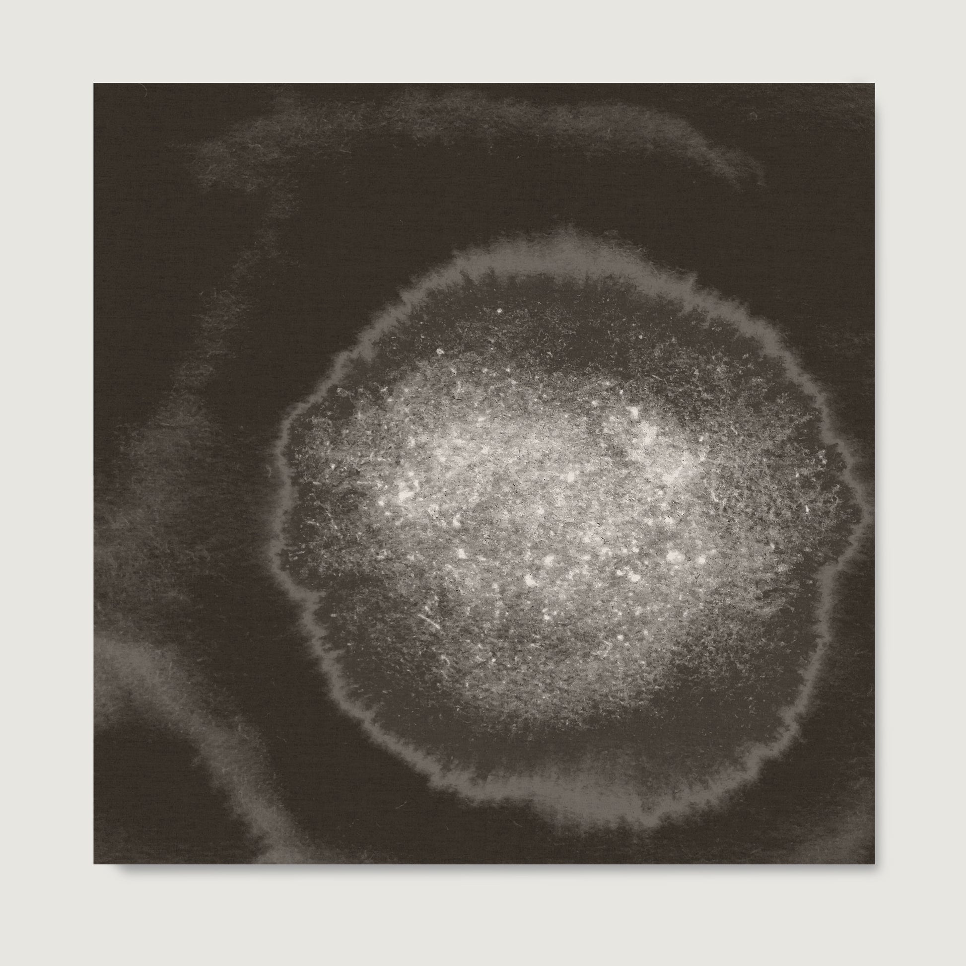 Abstract black and white art print on paper.