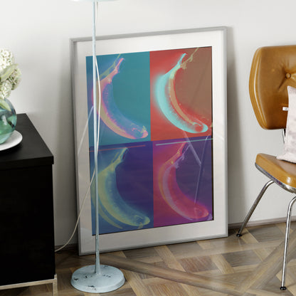 Pop art style art print with banana, in a modern interior.