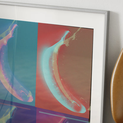 Detail of a pop art style art print with banana. 