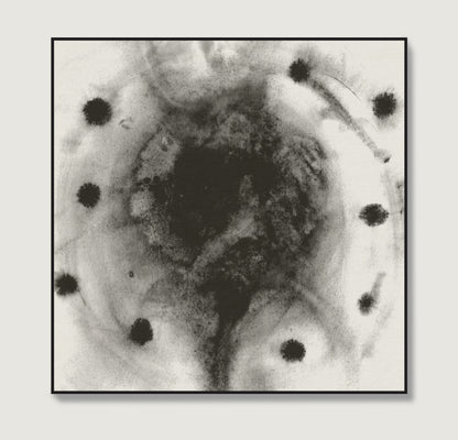 Abstract black and white art print in watercolor technique.