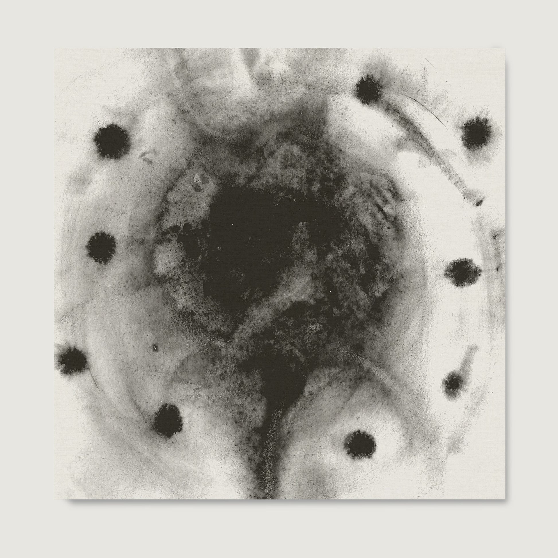 Abstract black and white art print in watercolor technique.