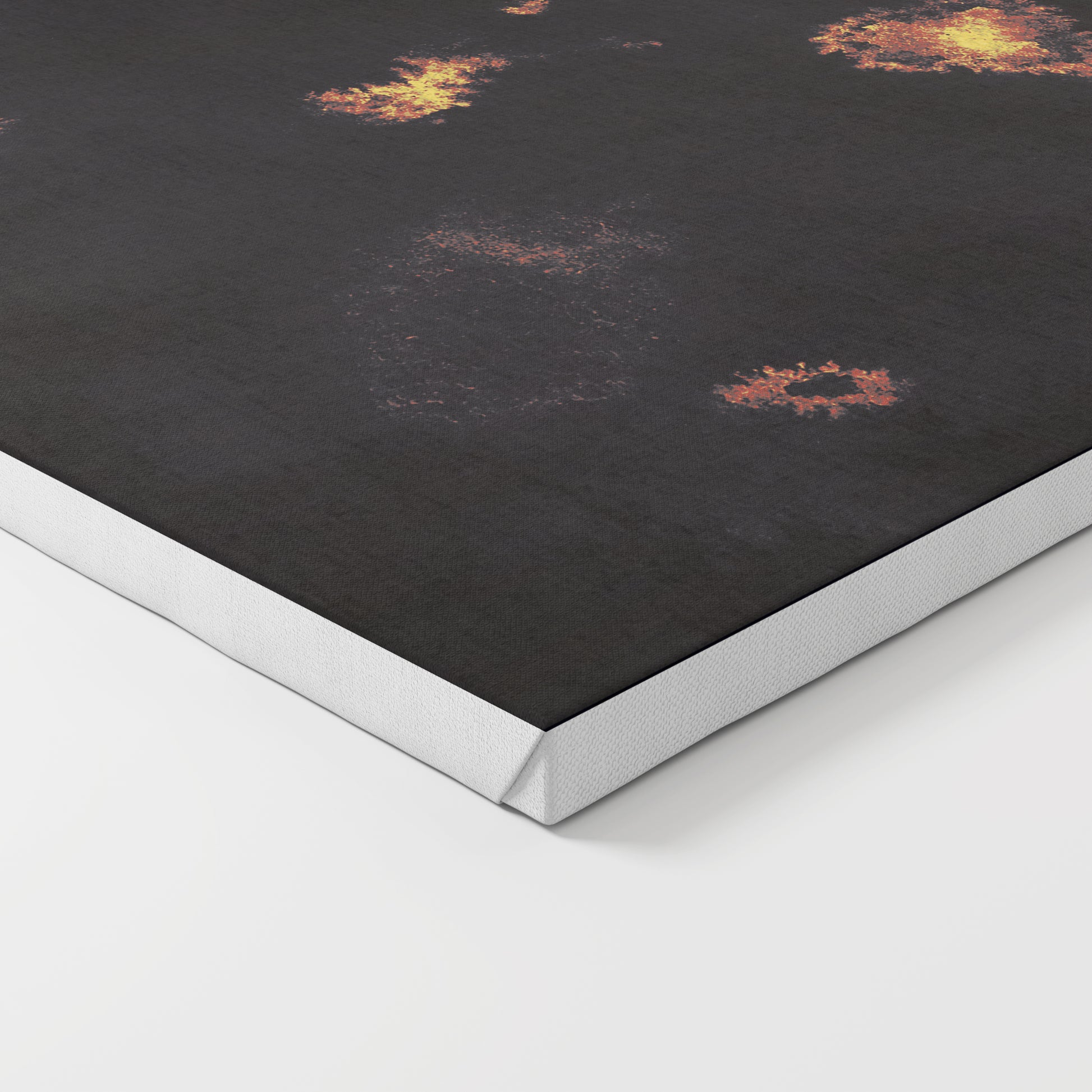 Dark abstract art print on canvas.