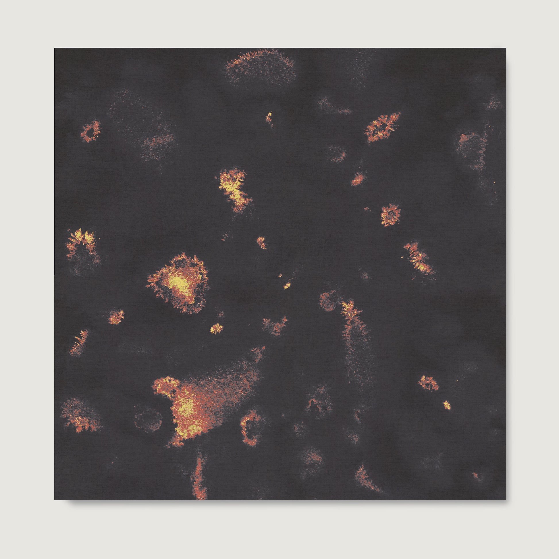 Dark abstract art print on paper.