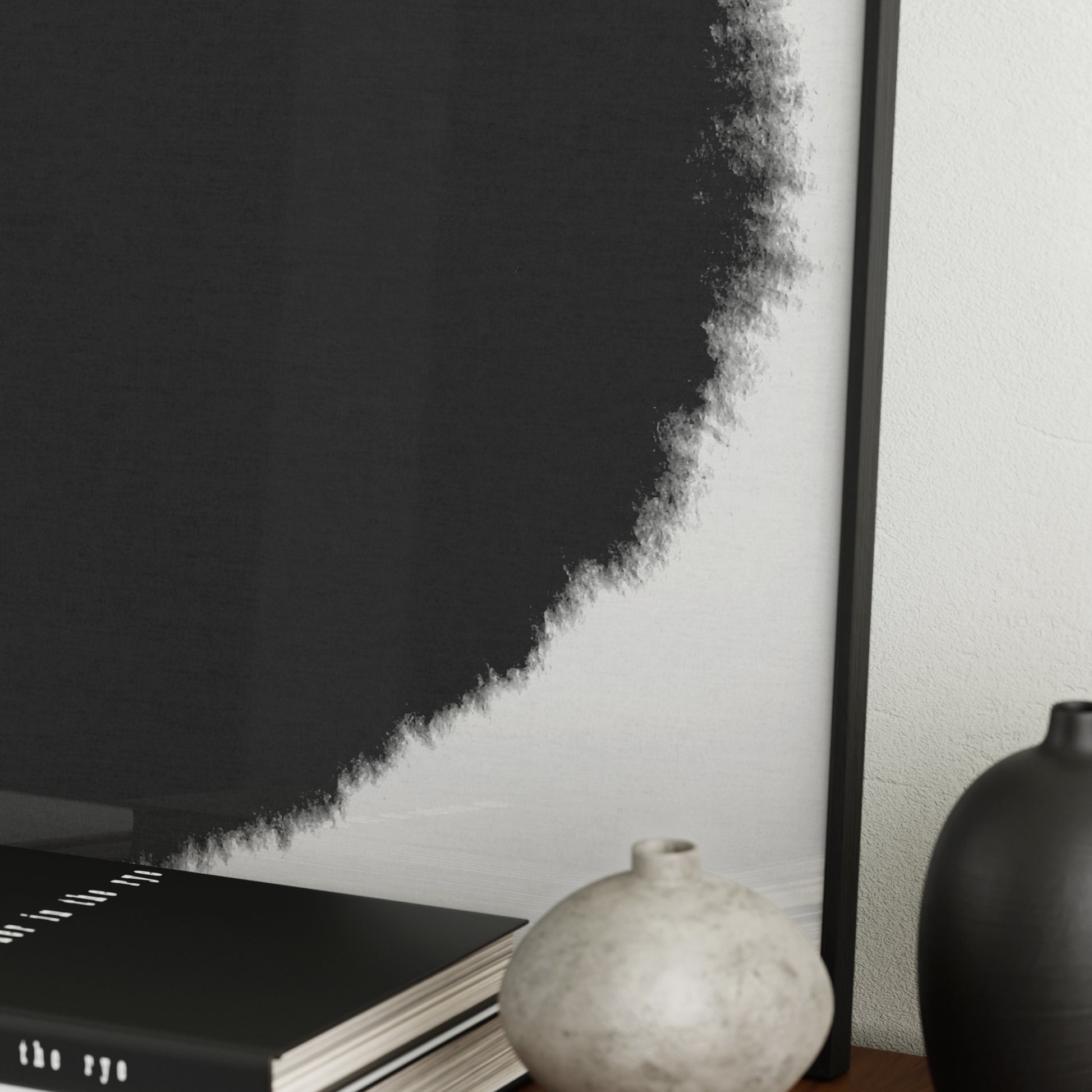 Detail of an abstract minimalist black and white art print.