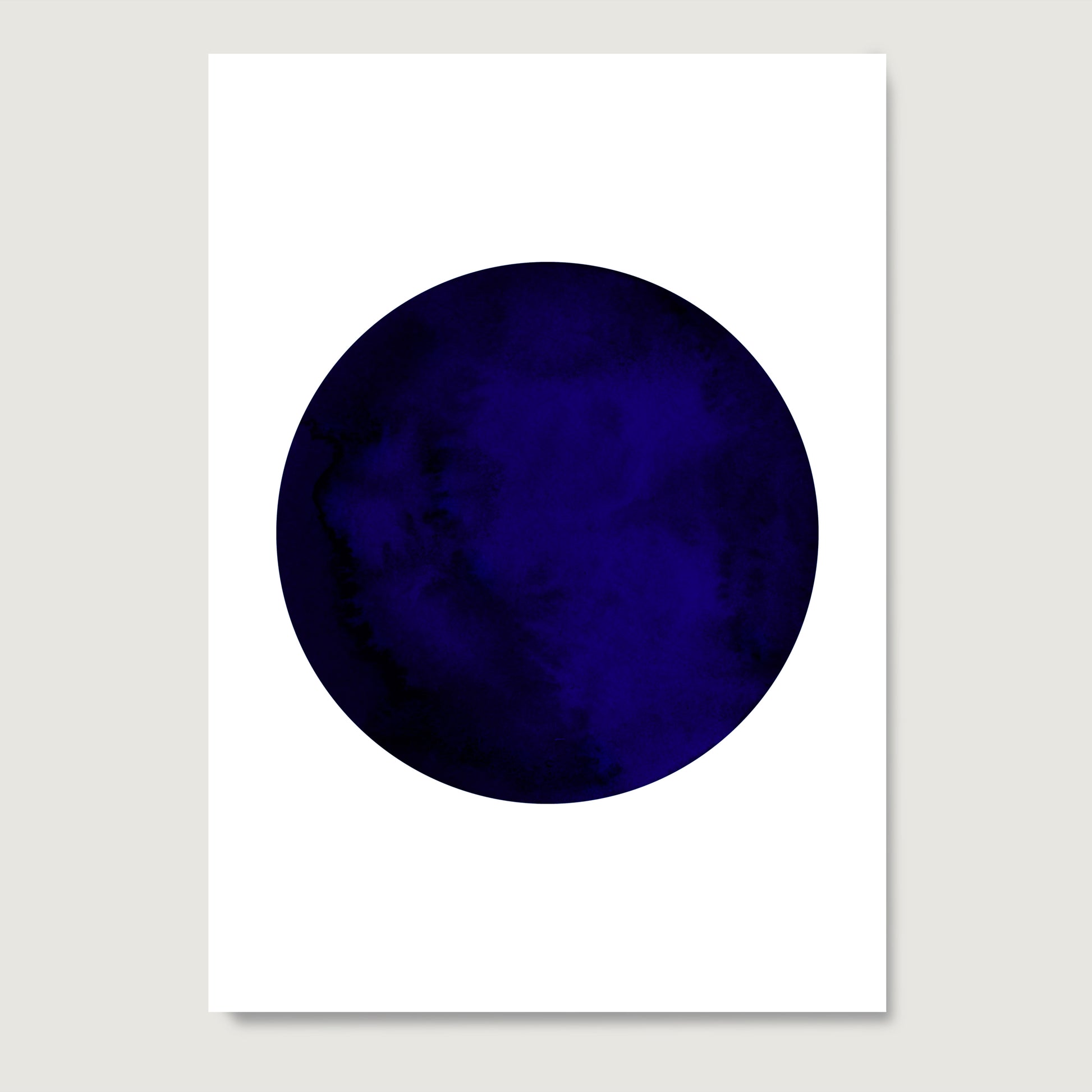 Blue planet minimalist graphic art print on paper.