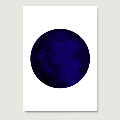 Blue planet minimalist graphic art print on paper.