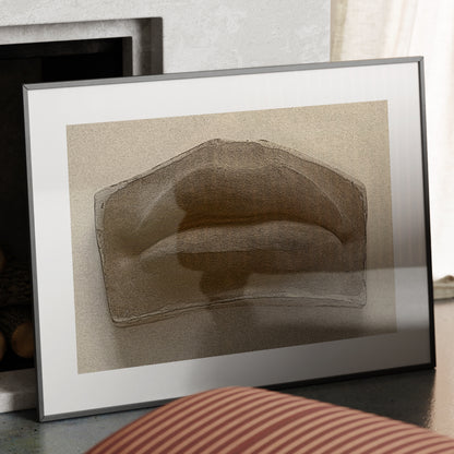 Michelangelo David's mouth, anatomy monochrome art print in a metallic frame.