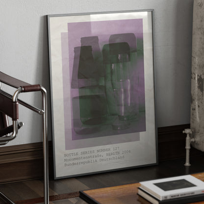 Photography artistic, graphic art print in a metallic frame.