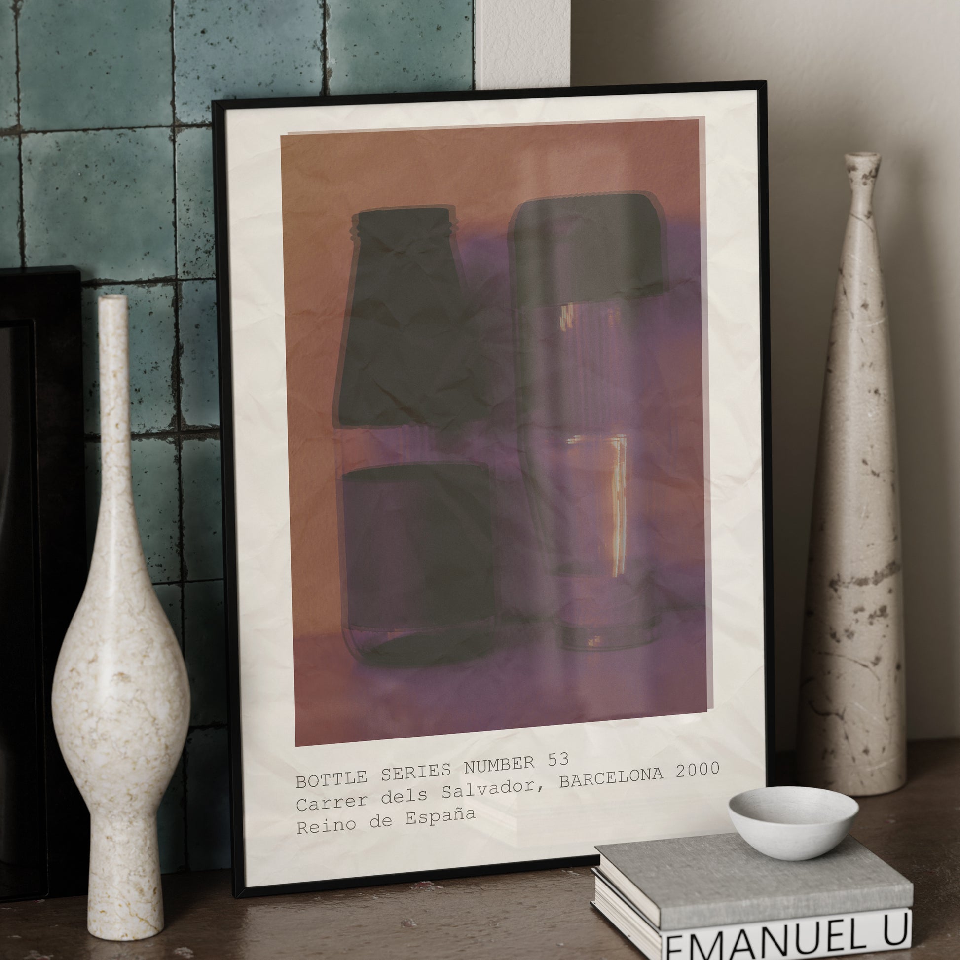 Intense colors, moody artistic photography art print in a black metallic frame.