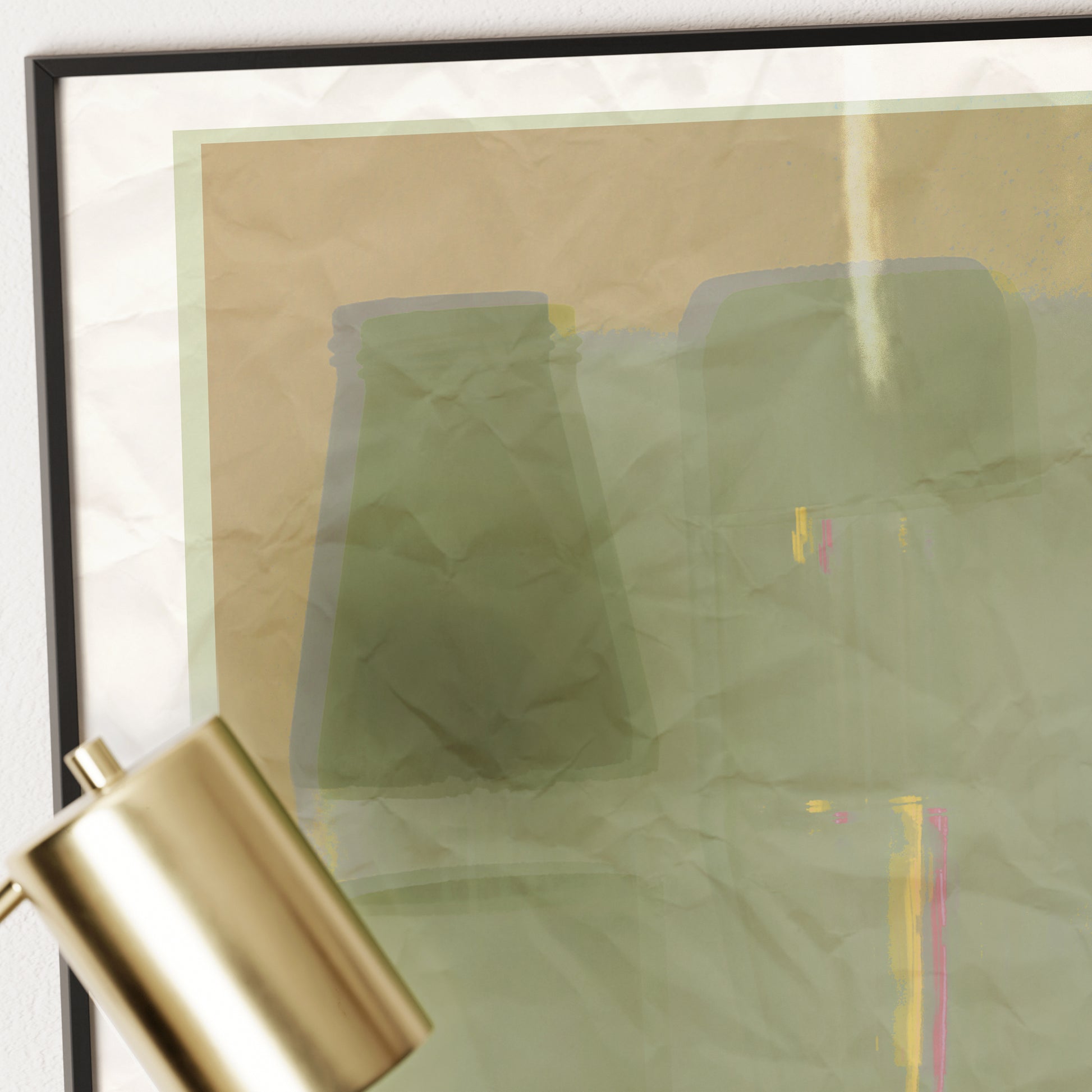 Detail of an artistic photography graphic art print with text.