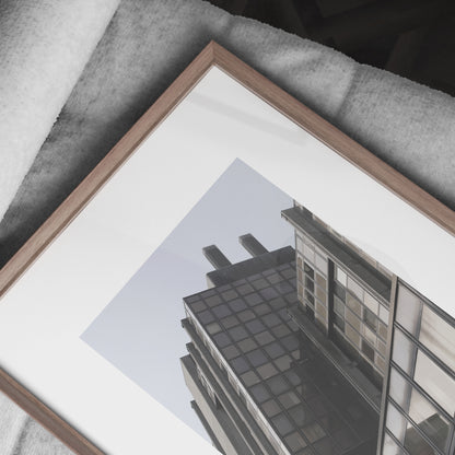 Detail of an urban photography art print of a modern office building.