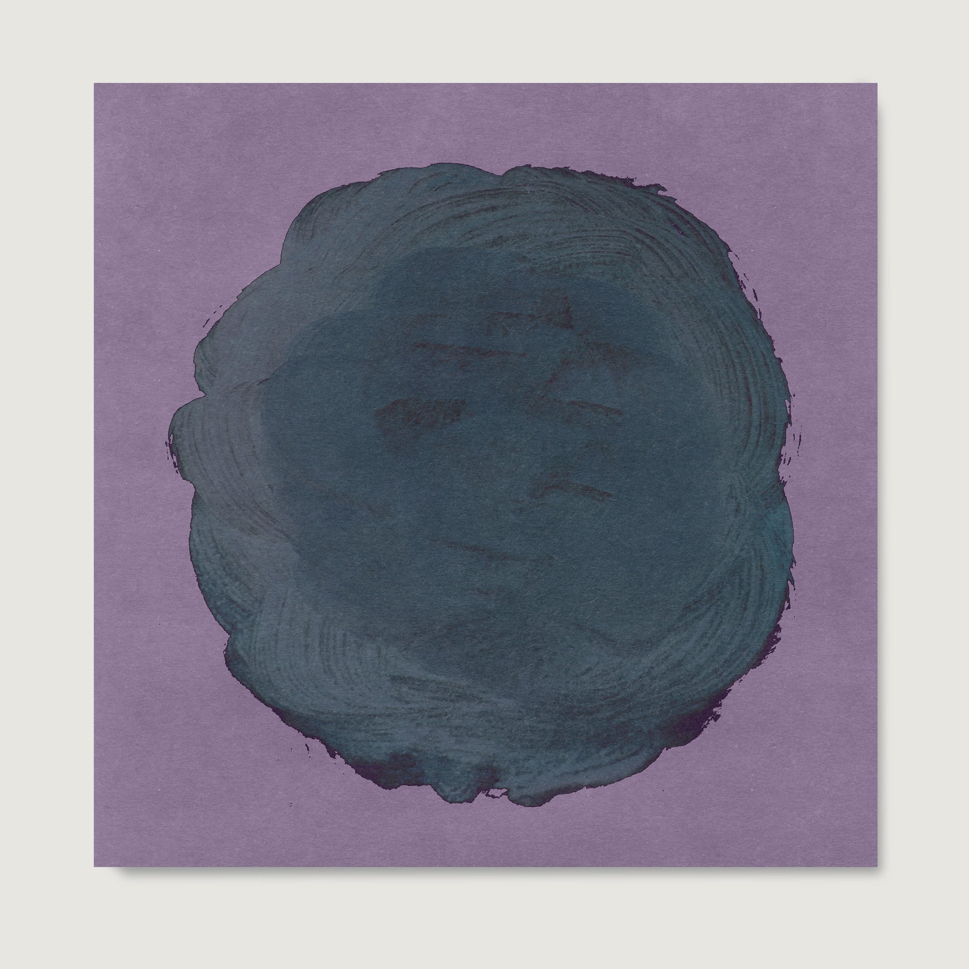 Green on pink abstract contemporary art print on paper.