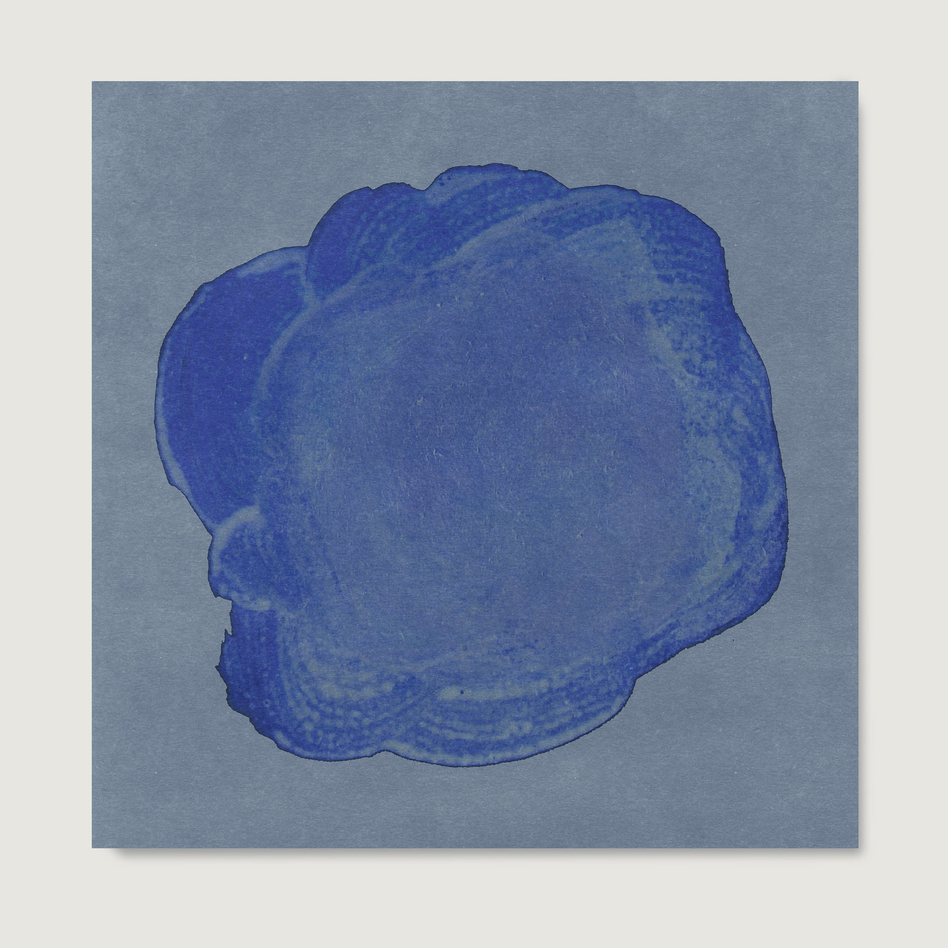 Blue minimalist abstract contemporary art print on paper.