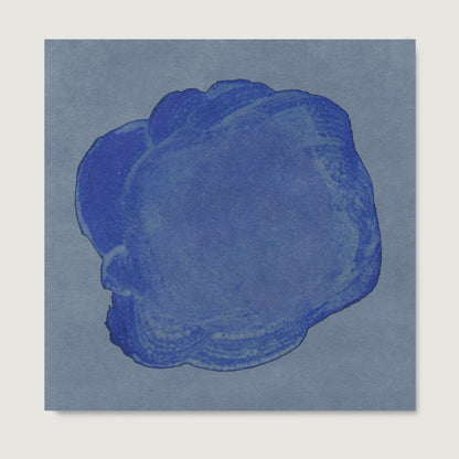 Blue minimalist abstract contemporary art print on paper.
