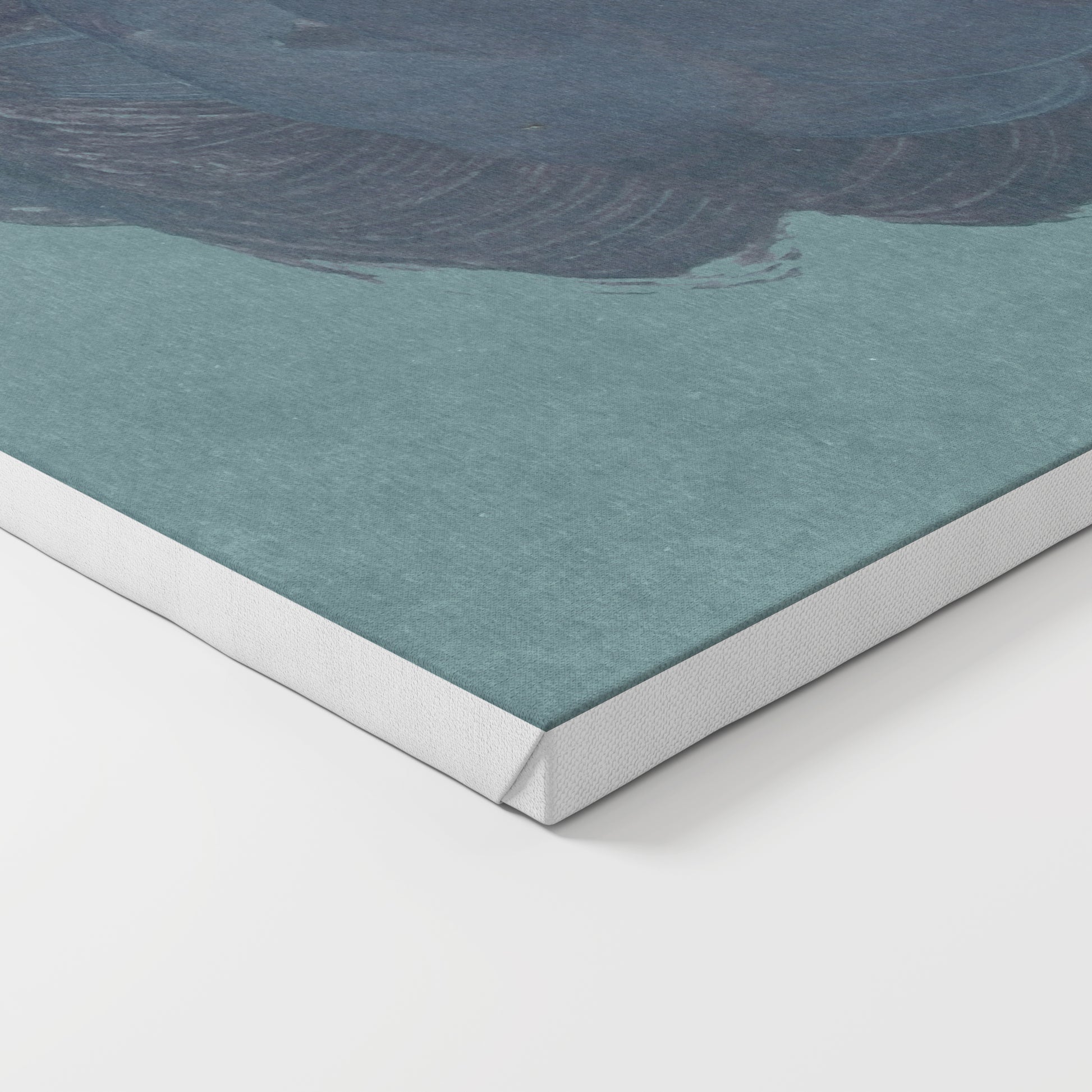 Cold color palette abstract contemporary art print on canvas.