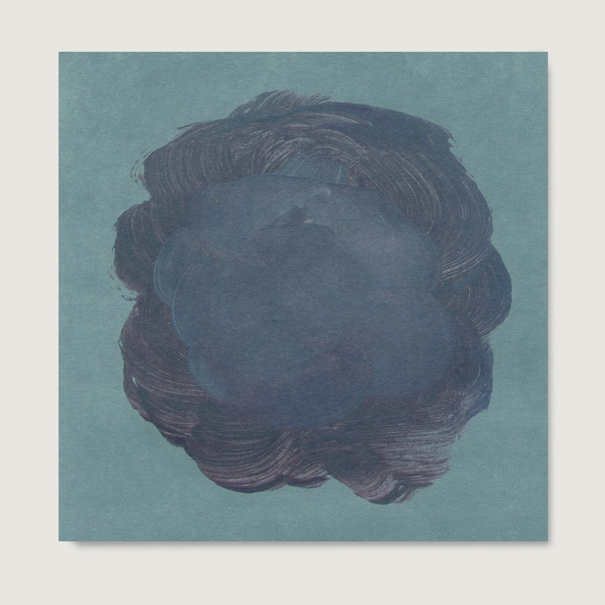 Cold color palette abstract contemporary art print on paper.