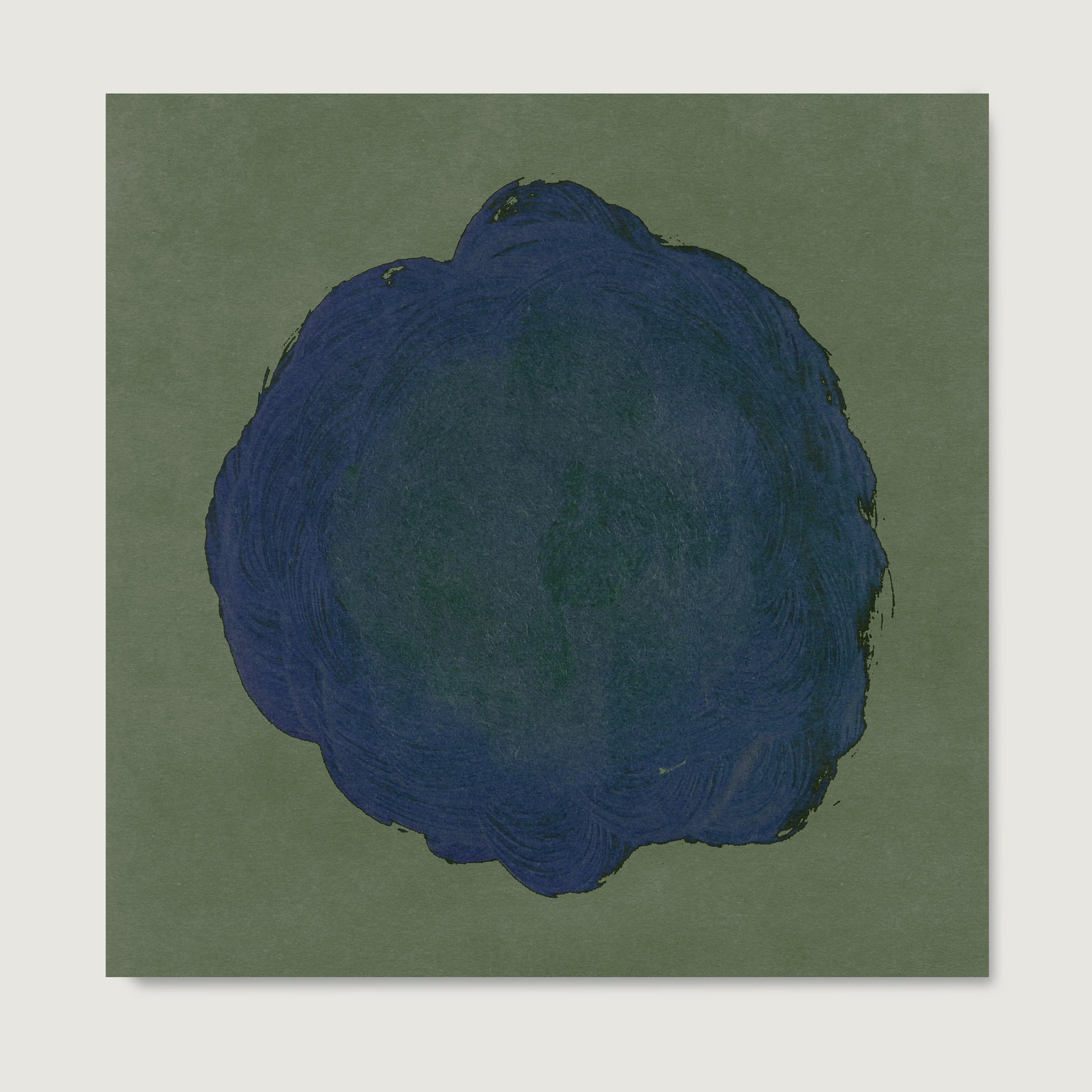 Blue on green abstract contemporary art print on paper.