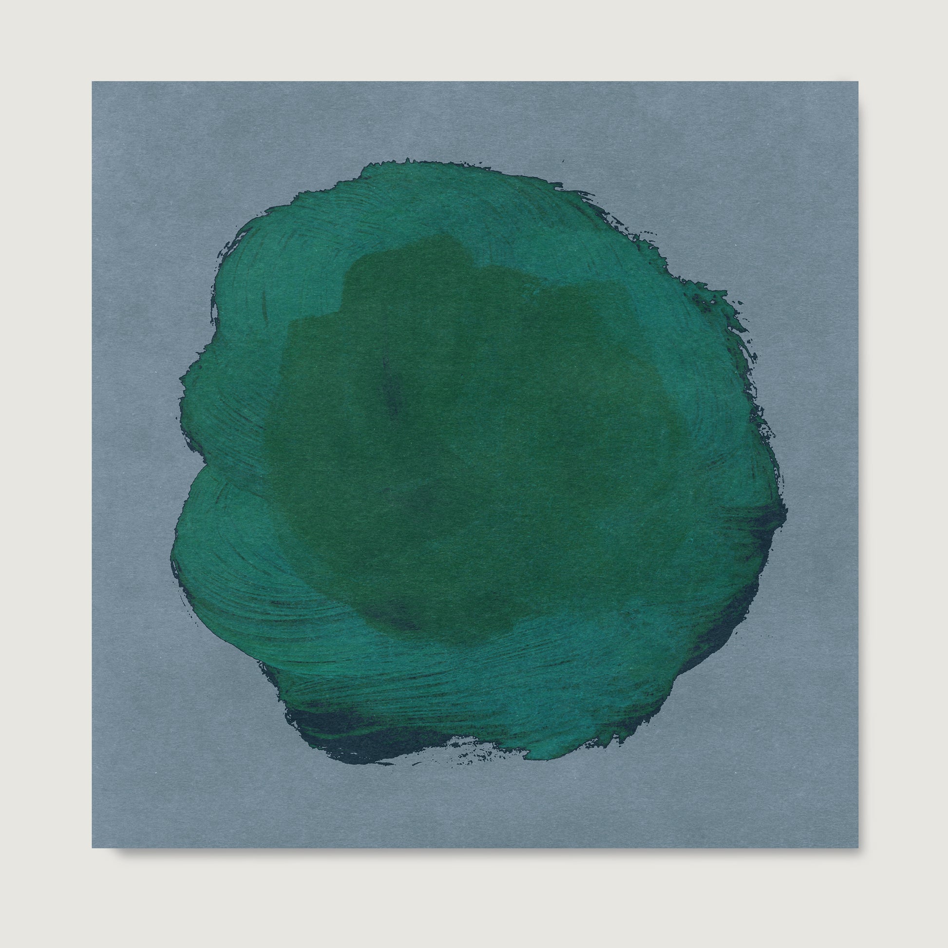 Emerald green abstract contemporary art print on paper.