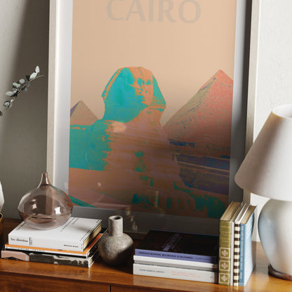 Travel poster Cairo landmark colorful art print in a moody ambient.