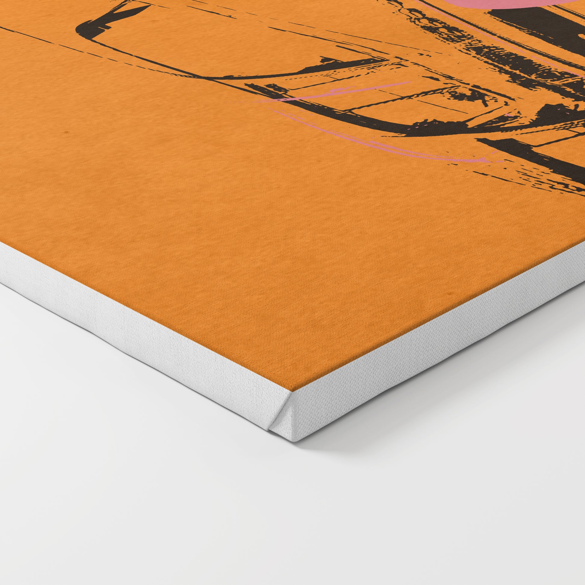 Orange car crash pop art art print on canvas.
