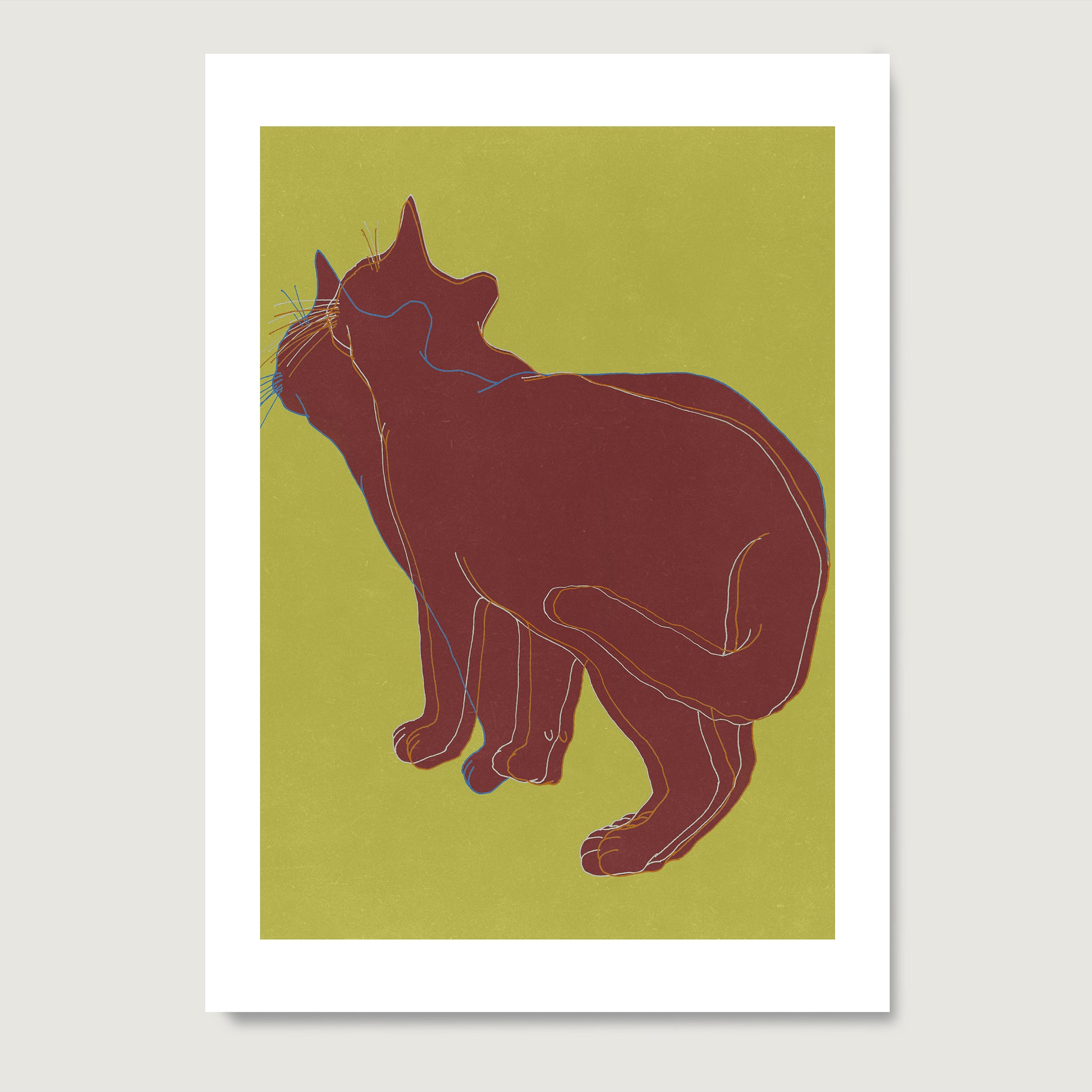 Color block art print with a cat.