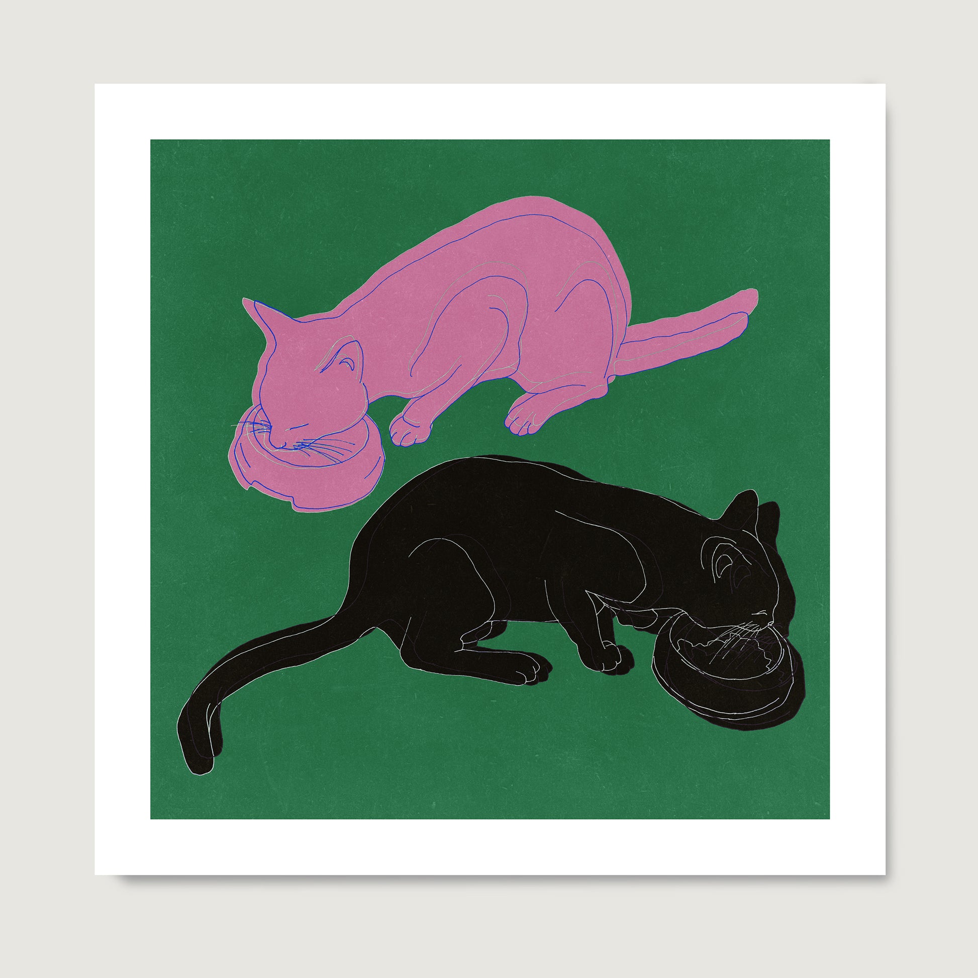 High quality art print with two cats.