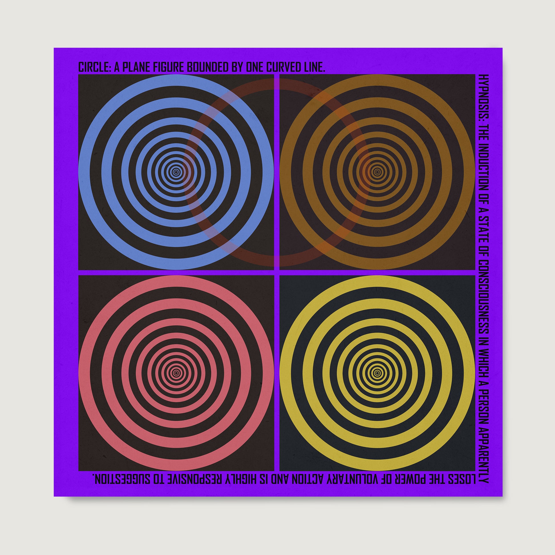 Colorful abstract vintage art print on paper.