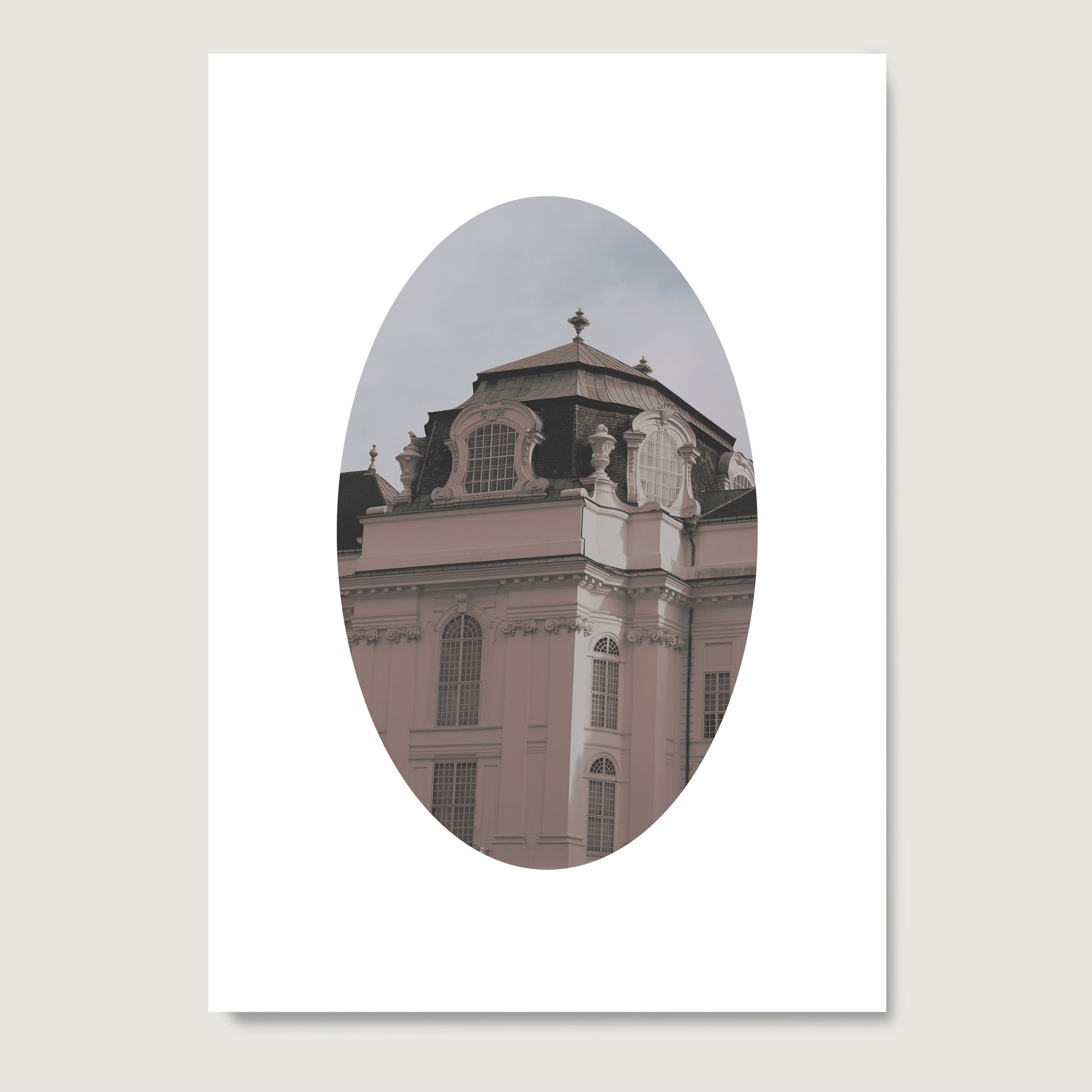 Architectural corner of a Vienna building, pastel colors photography art print on paper.