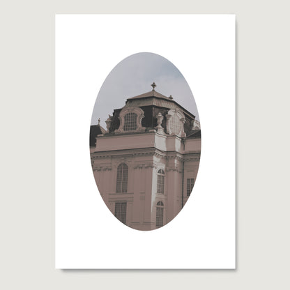 Architectural corner of a Vienna building, pastel colors photography art print on paper.