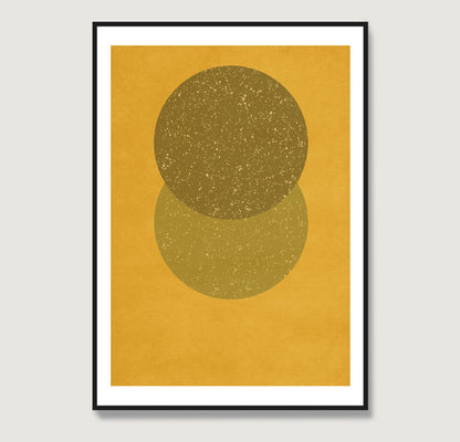 Yellow geometric abstract art print.
