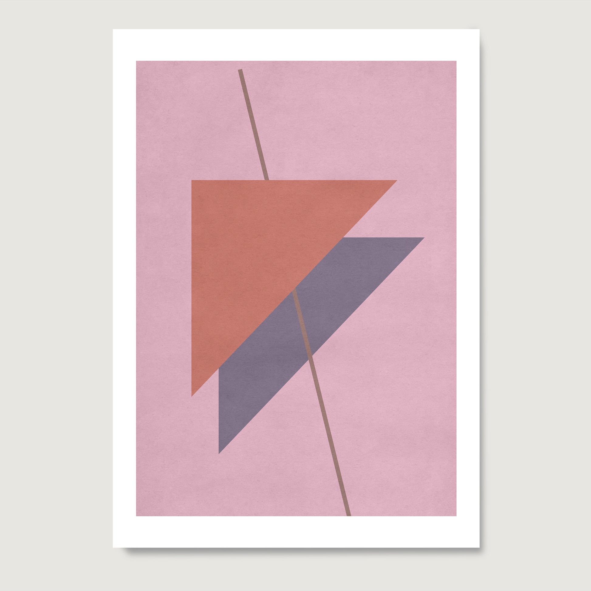Pink abstract graphic art print on paper.