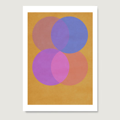 Colorful geometric graphic art print on paper.