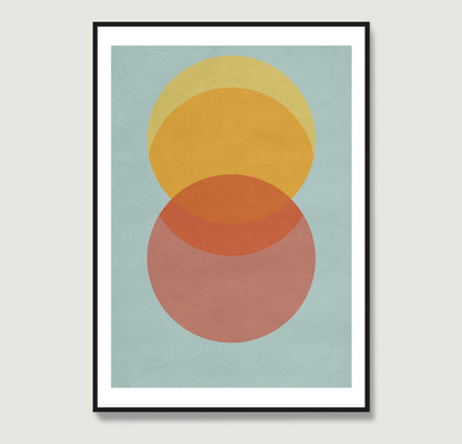 Colorful 80's style graphic art print.